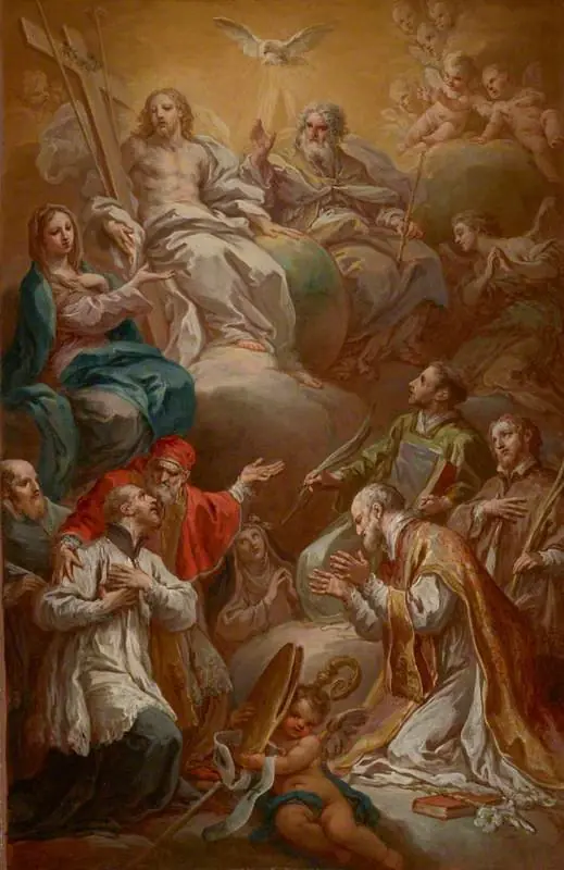 The Virgin recommending a group of Saints to the Holy Trinity, by Sebastiano Conca