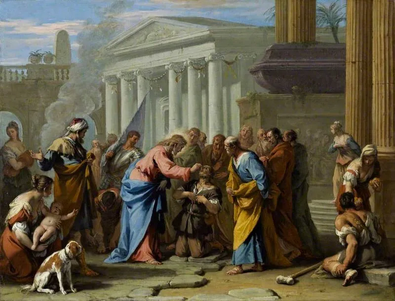 Christ Healing the Blind Man, by Sebastiano Ricci, oil, 1714