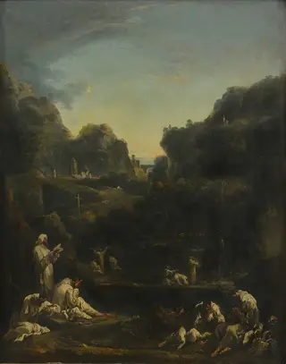 Mountainous Landscape with Groups of Monks, by Sebastiano Ricci, 1706