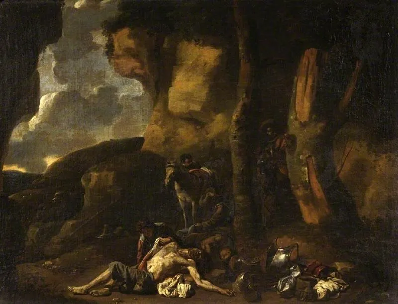 A bandits' cave, by Sébastien Bourdon, oil, 1635