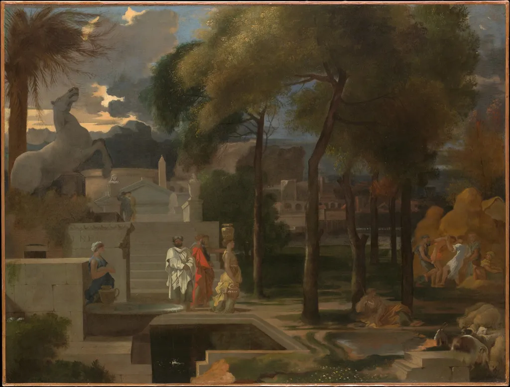 A Classical Landscape, by Sébastien Bourdon, oil, 1664