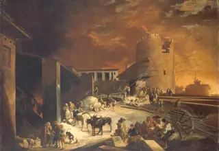 A Roman Lime Kiln, by Sébastien Bourdon, 1637