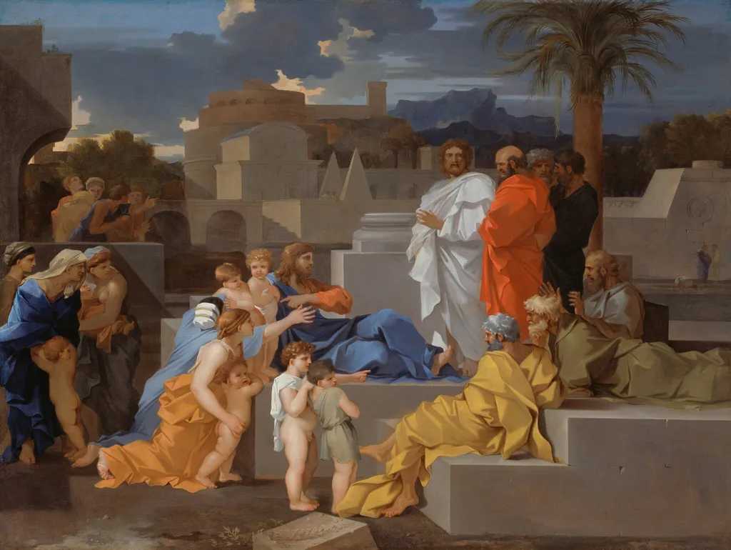 Christ Receiving the Children, by Sébastien Bourdon, oil, 1655