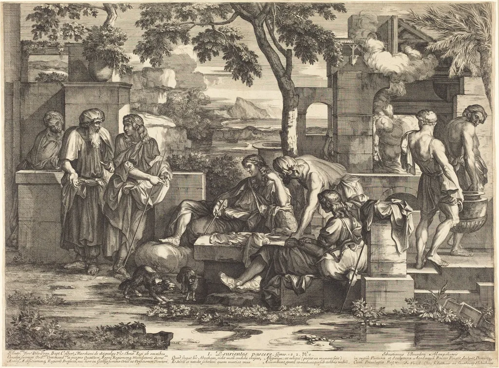 Esurientes pascere, by Sébastien Bourdon, ink, 1668