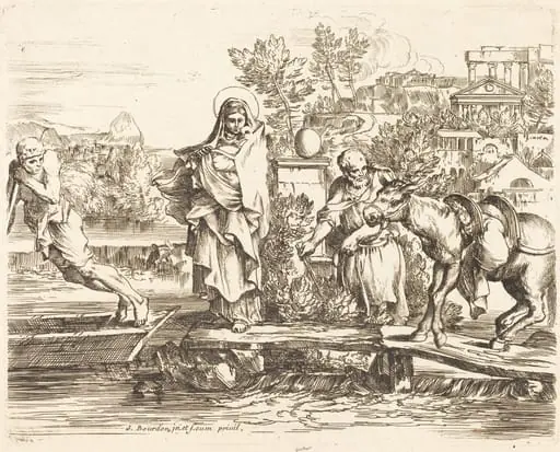 The Holy Family Preparing to Embark, by Sébastien Bourdon