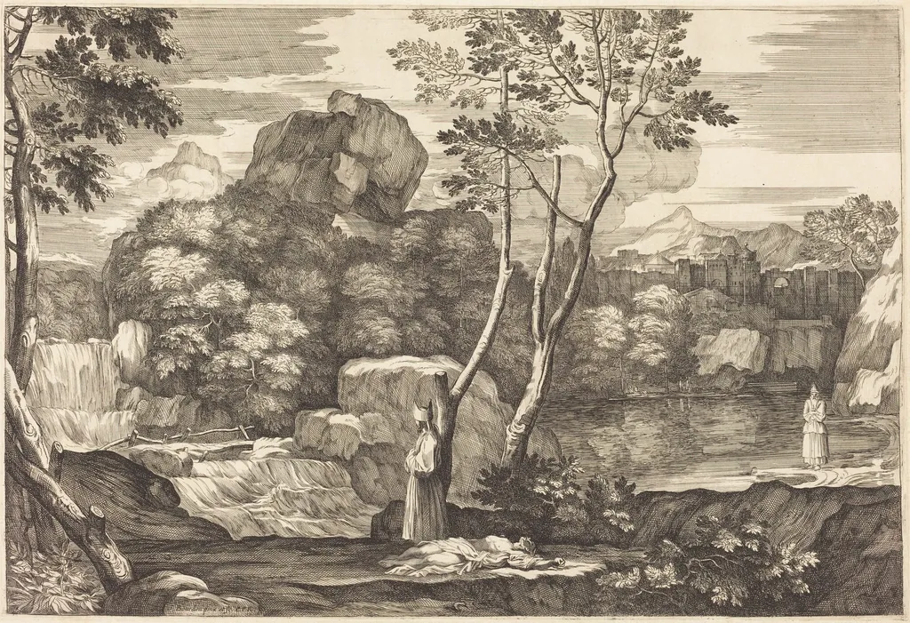 The Levite and the Priest Pass the Man Without Helping Him, by Sébastien Bourdon, ink, 1644