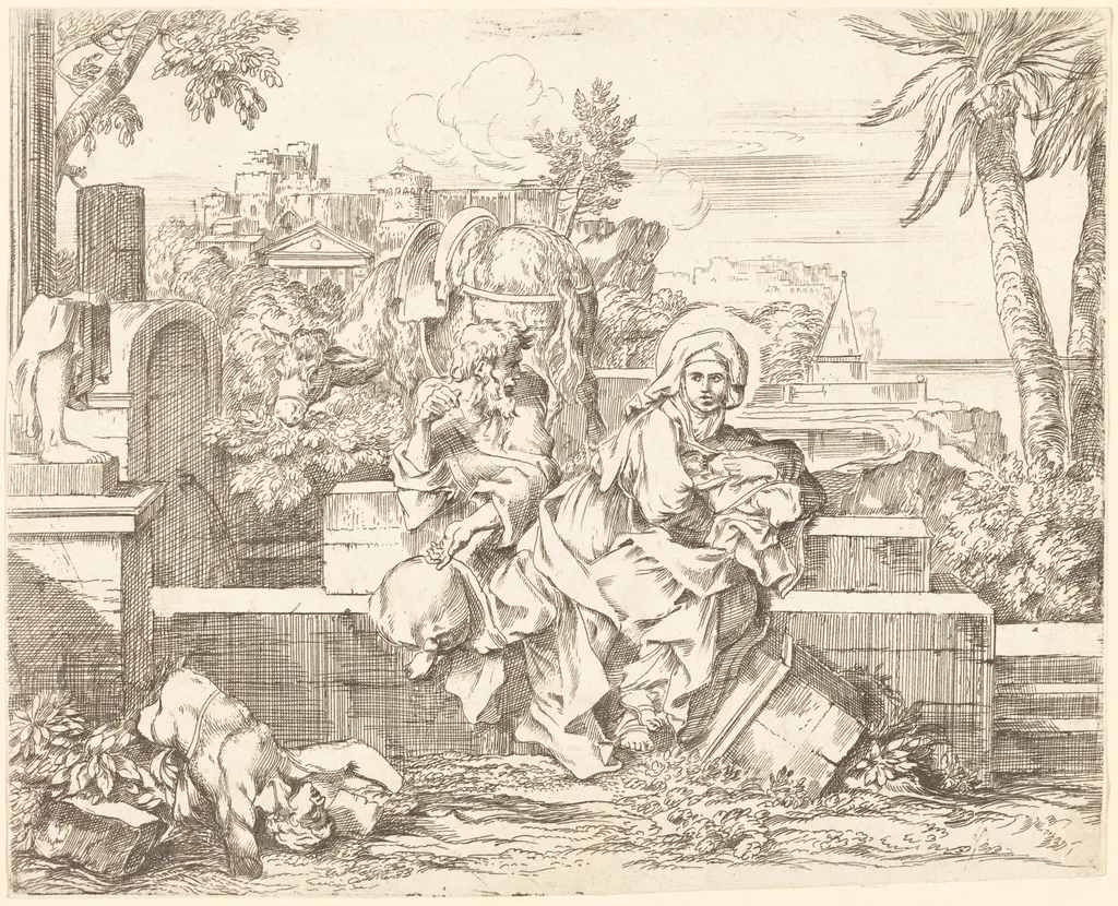 The Return from Egypt, by Sébastien Bourdon, ink, 1644