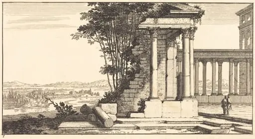 Landscape with Classical Ruins, by Sébastien Le Clerc I