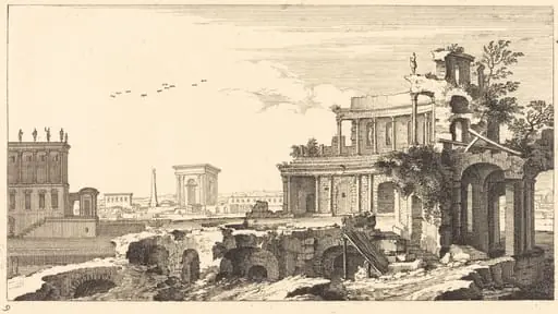 Landscape with Classical Ruins, by Sébastien Le Clerc I
