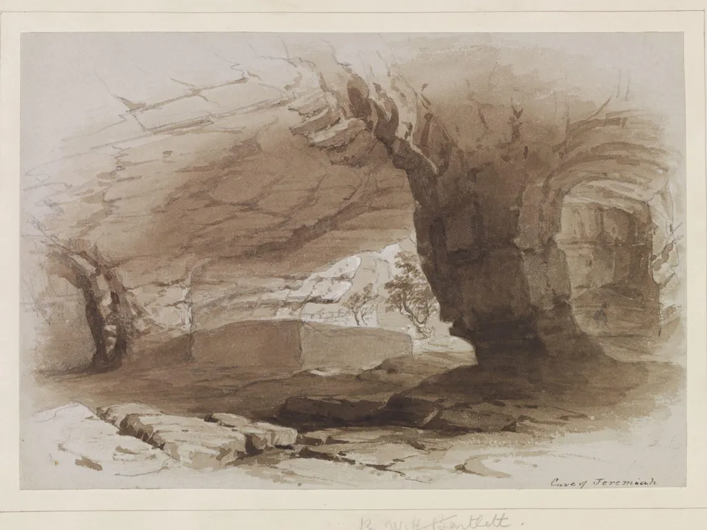 Cave of Jeremiah, Jerusalem, by Selina Bracebridge, watercolor, 1825