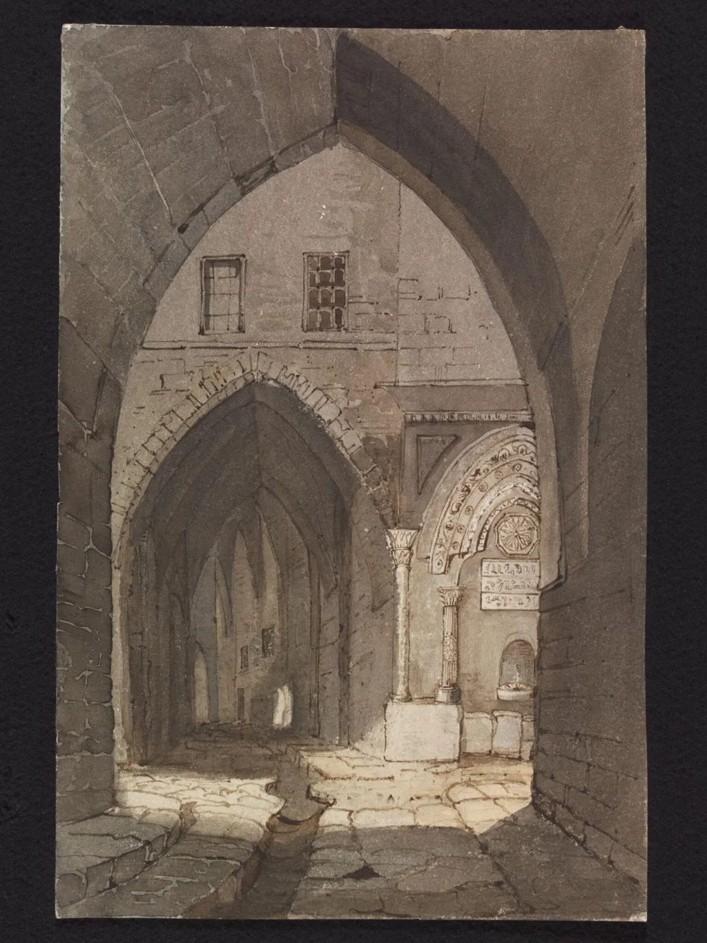 Fountain at Jerusalem near the House of Dives, by Selina Bracebridge, watercolor, 1825