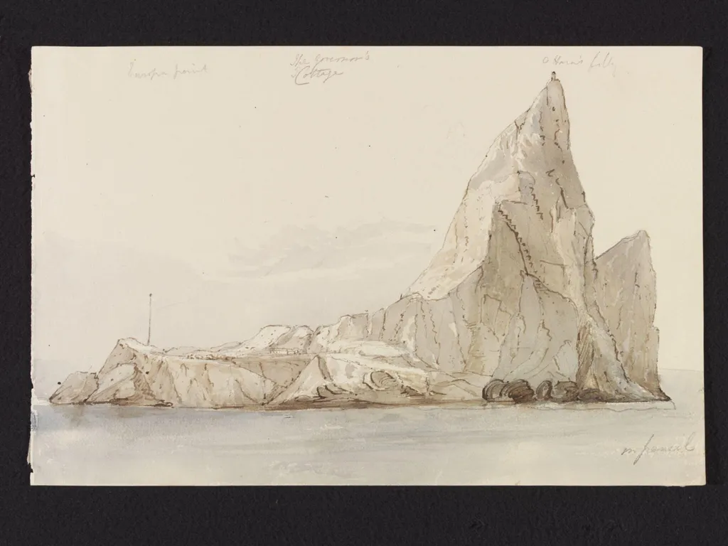 The Govenor's Cottage, Europa Point, Gibralter, by Selina Bracebridge, watercolor, 1825