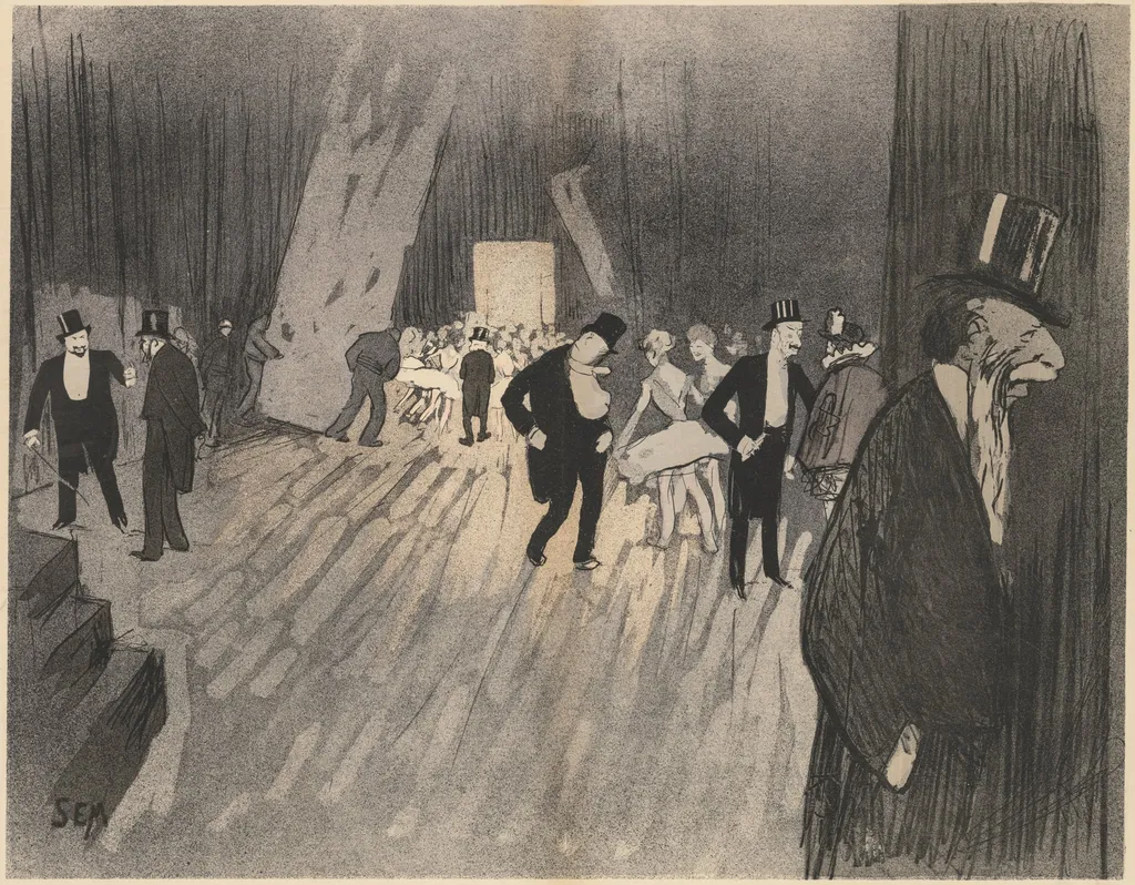 Backstage of the Ballet, by Sem (Georges Gourçat), 1900