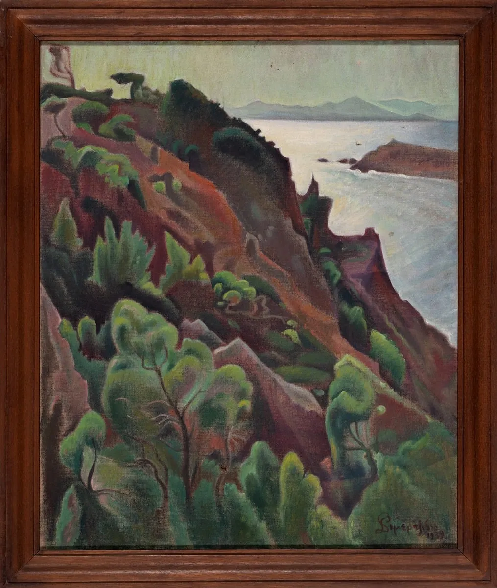 Landscape (rock and sea), by Semertzidis Valias, unspecified, 1939