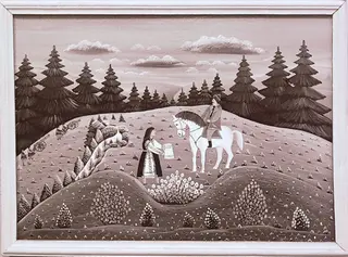 Sequences from the Village Museum, naive painting by Petru Mihuțe - Avram Iancu and Romania (1988)
