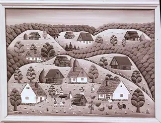 Sequences from the Village Museum, naive painting by Petru Mihuțe - The Magiunul’s Fate (1988)