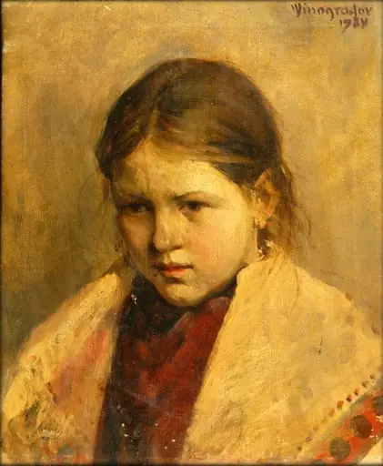 Portret de fată, by Sergei Arsenievich Vinogradov