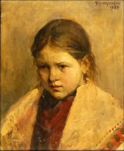 Portret de fată, by Serghei Arsenievich Vinogradov