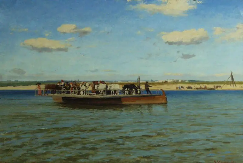 A ferry over the Dnieper River, by Serhiy Svetoslavsky