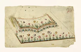 Série de tulipes et guirlandes de feuilles et de baies rouges, projets de broderies de gilet, XVIIIème siècle