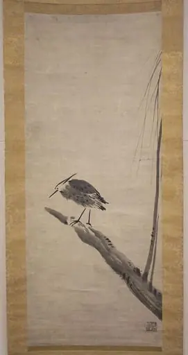 柳鷺図 (Ryūro zu)|Heron and Willow, by Sesshū Tōyō 雪舟等楊