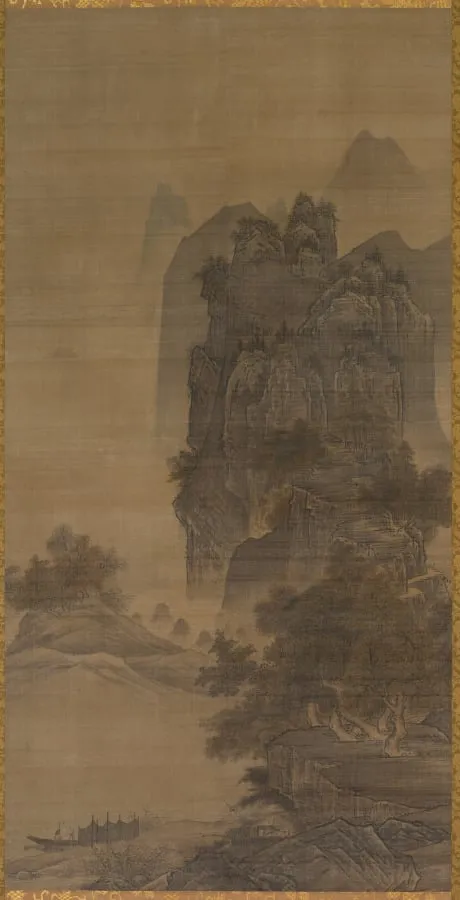 Sunset Glow over a Fishing Village, from Eight Views of Xiao-Xiang, by Sesshū Tōyō, unspecified