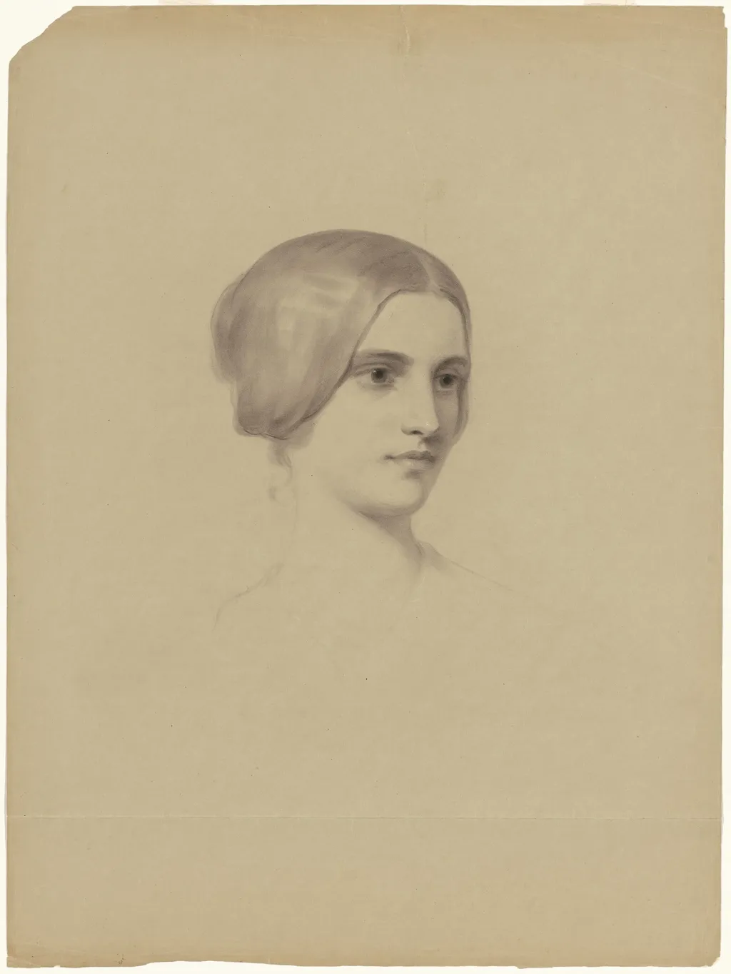 Head of a Young Woman, by Seth Wells Cheney, charcoal