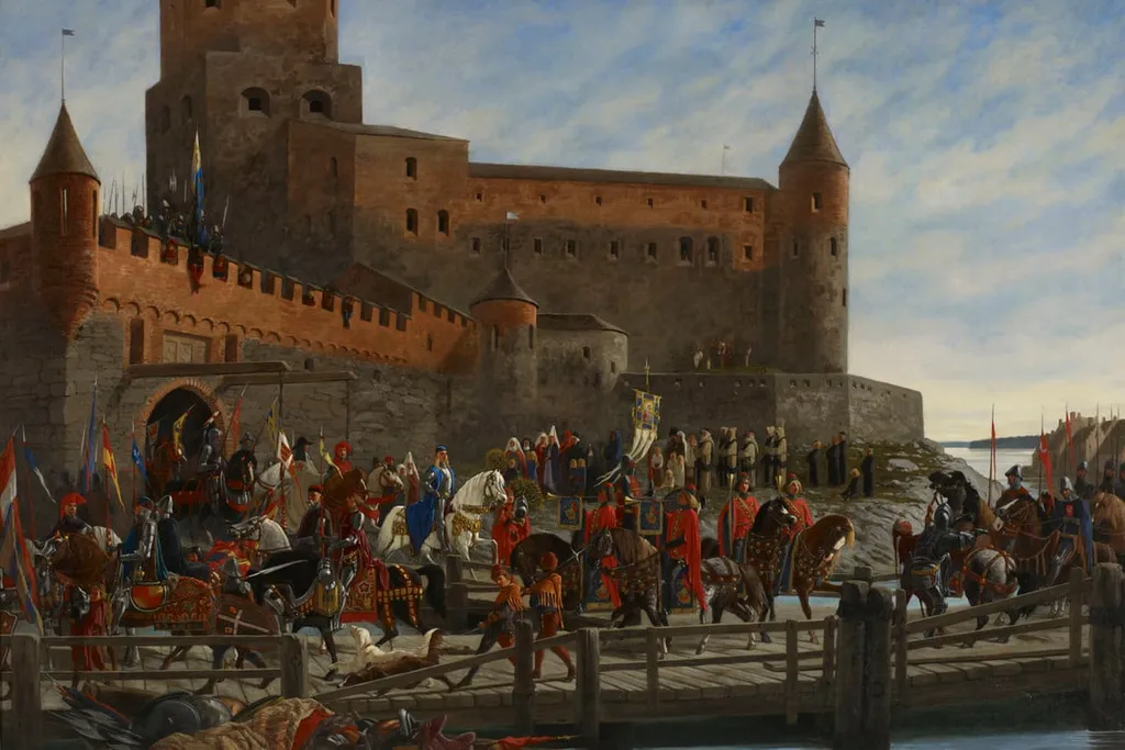 Kaarle Knuutinpoika Bonde lähdössä Viipurin linnasta Tukholmaan kuninkaanvaaliin 1448, by Severin Falkman, unspecified