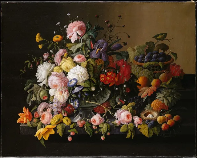 Still Life: Flowers and Fruit — Severin Roesen