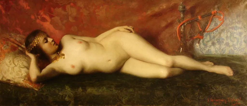 nude (oriental woman), by Severo Rodríguez Etchart, oil, 1900