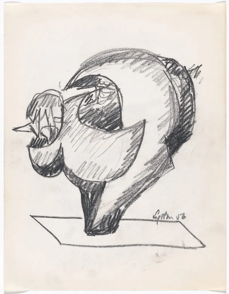 Untitled, by Seymour Lipton, crayon, 1952