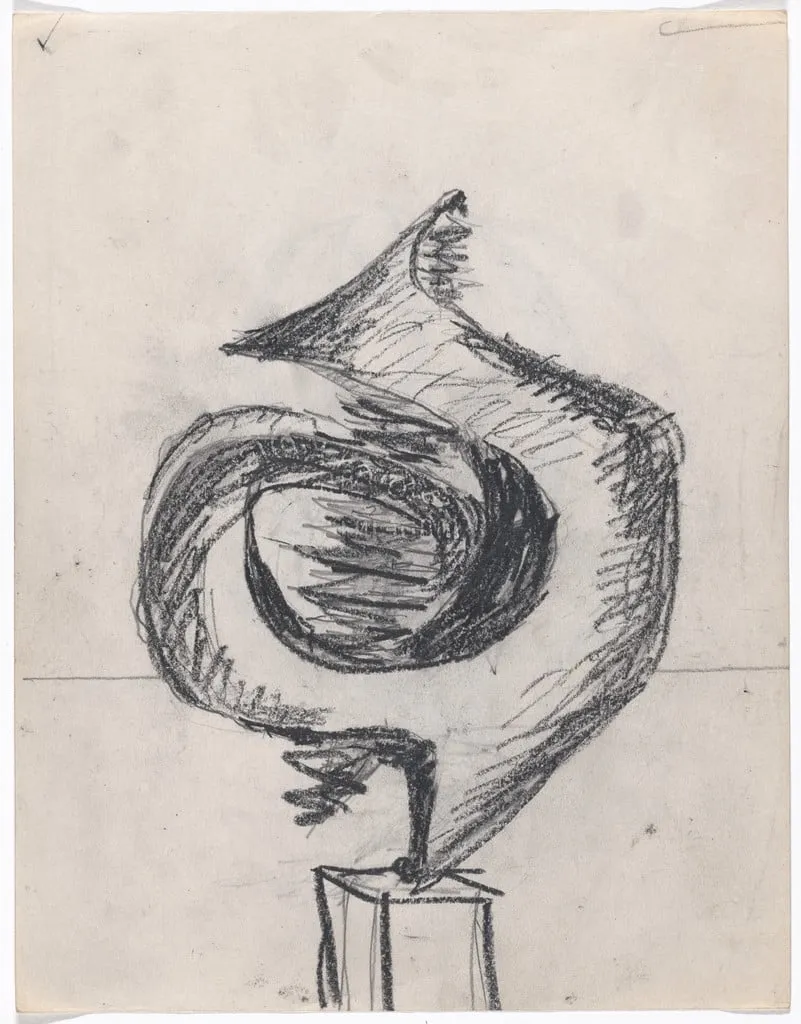 Untitled, by Seymour Lipton, crayon, 1953