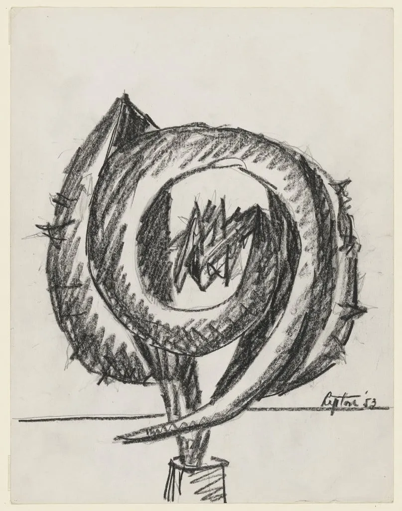 Untitled, by Seymour Lipton, graphite, 1953
