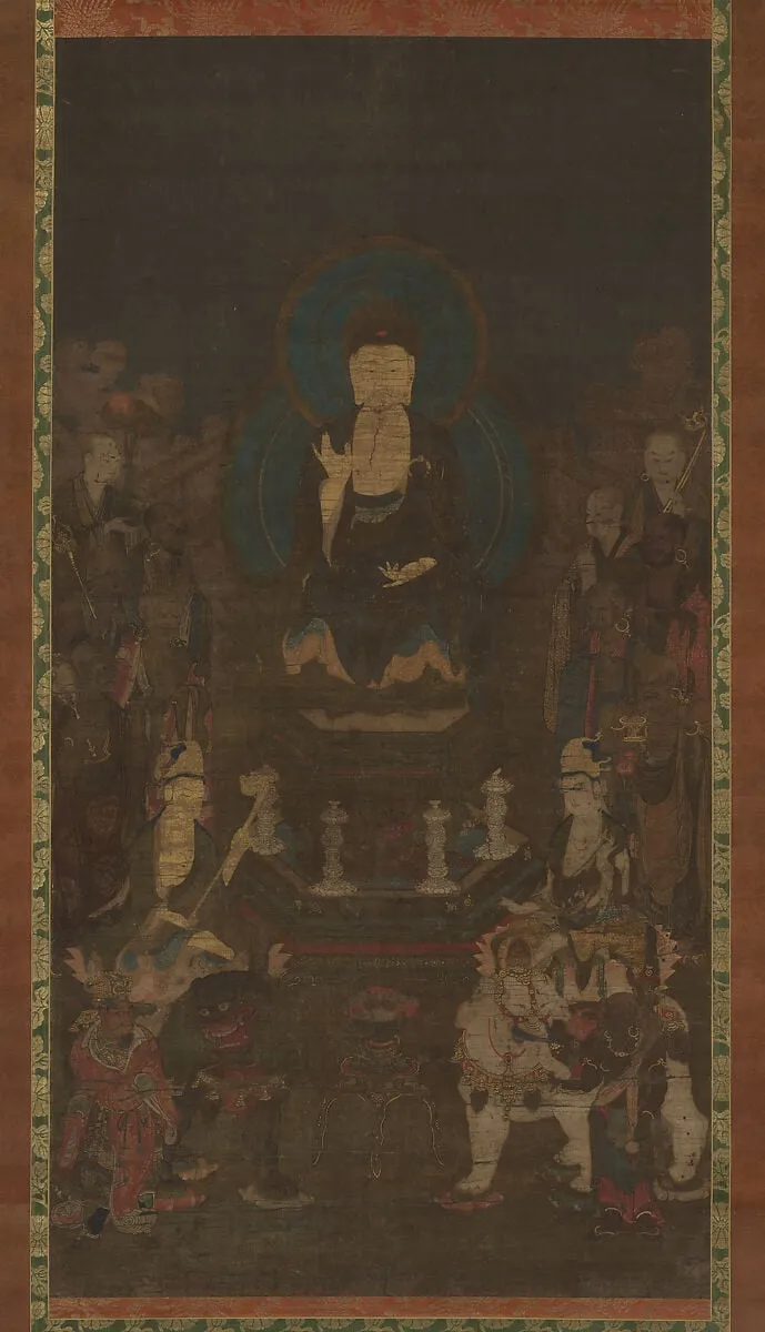 釈迦三尊十大弟子像|Shaka (Shakyamuni), the Historical Buddha, with Two Attendant Bodhisattvas and the Ten Great Disciples, ink, 1316