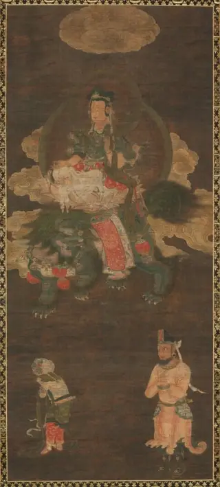 Shakyamuni Triad: Buddha Attended by Manjushri and Samantabhadra (Bodhisattva with Lion)