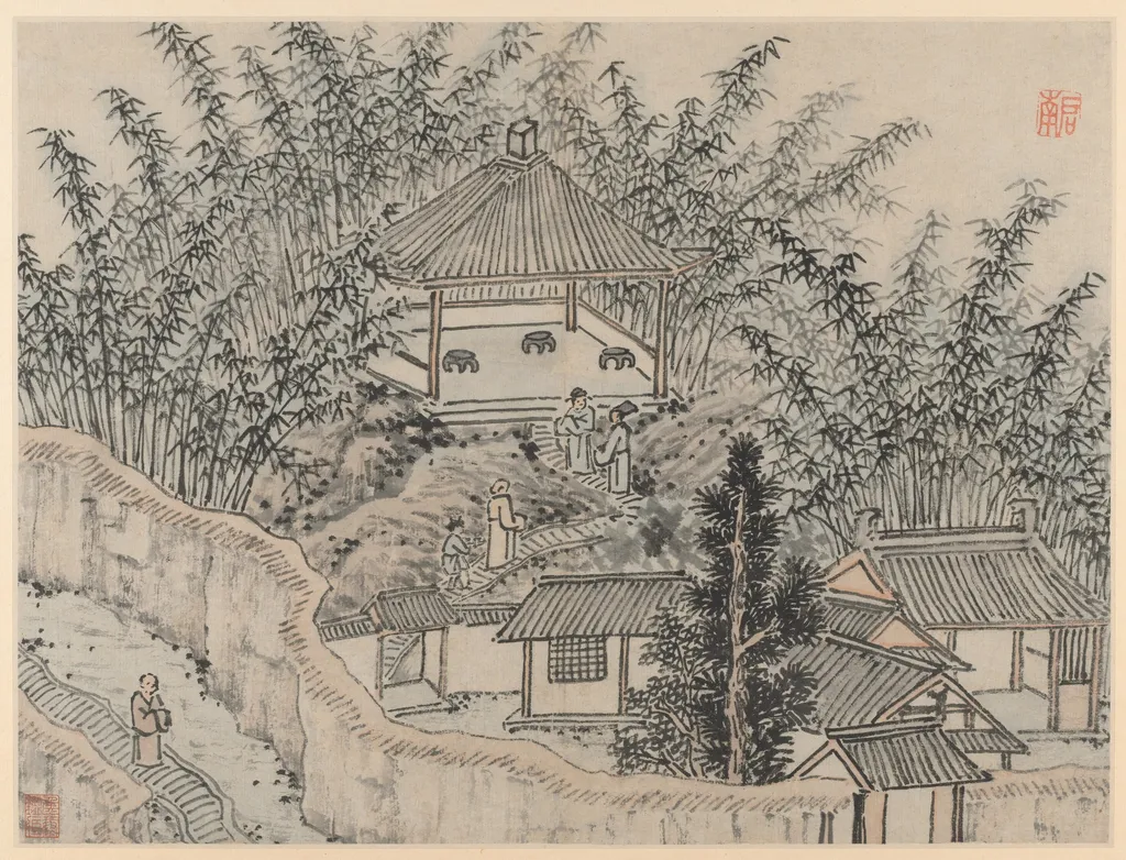 Bamboo Pavilion, Tiger Hill, from Twelve Views of Tiger Hill, Suzhou, by Shen Zhou, unspecified, 1500