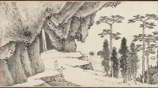 明   沈周 ， 文徵明	合璧山水圖    卷|Joint Landscape, by Shen Zhou, 1509