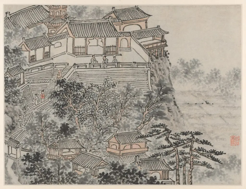 The Five Sages Terrace, from Twelve Views of Tiger Hill, Suzhou, by Shen Zhou