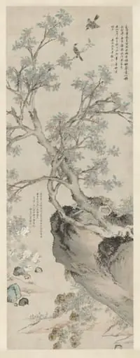 Yellow Chrysanthemums and Red Osmanthus in the Style of Wang Yuan, by Shen Zhou
