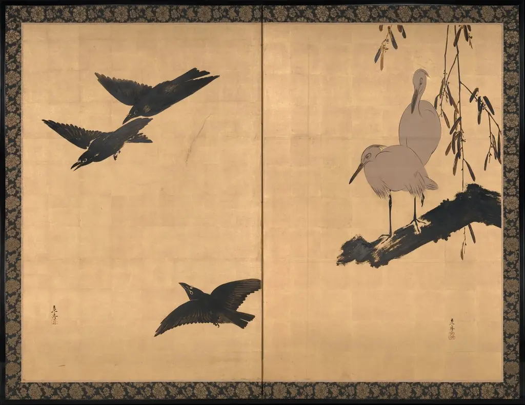 Egrets and Crows, by Shibata Zeshin