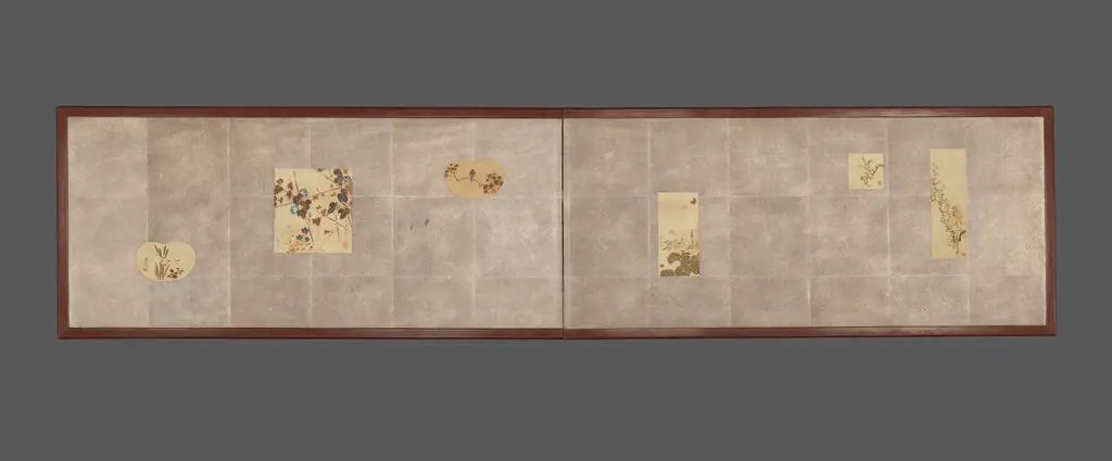 Folding Screen for Tea Ceremony with Six Bird-and-Flower Paintings, by Shibata Zeshin