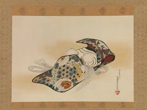 柴田是真作 翁面図|Mask for the Noh Play Okina, by Shibata Zeshin
