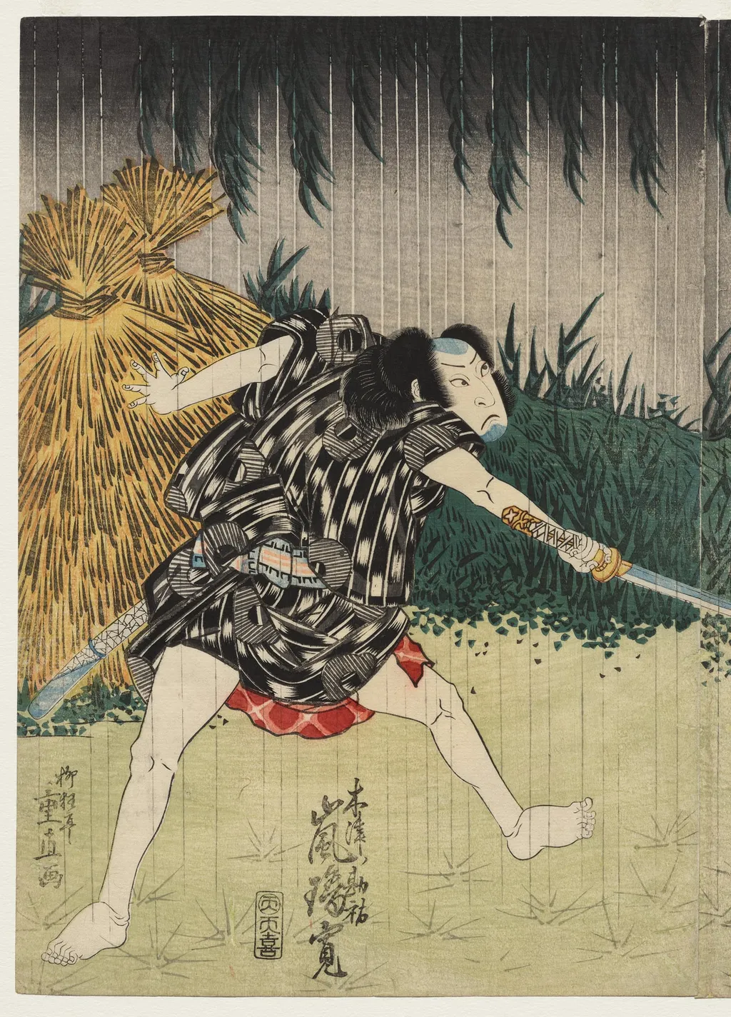 Arashi Rikan II as Kizu Kansuke, by Shigenao, 1829