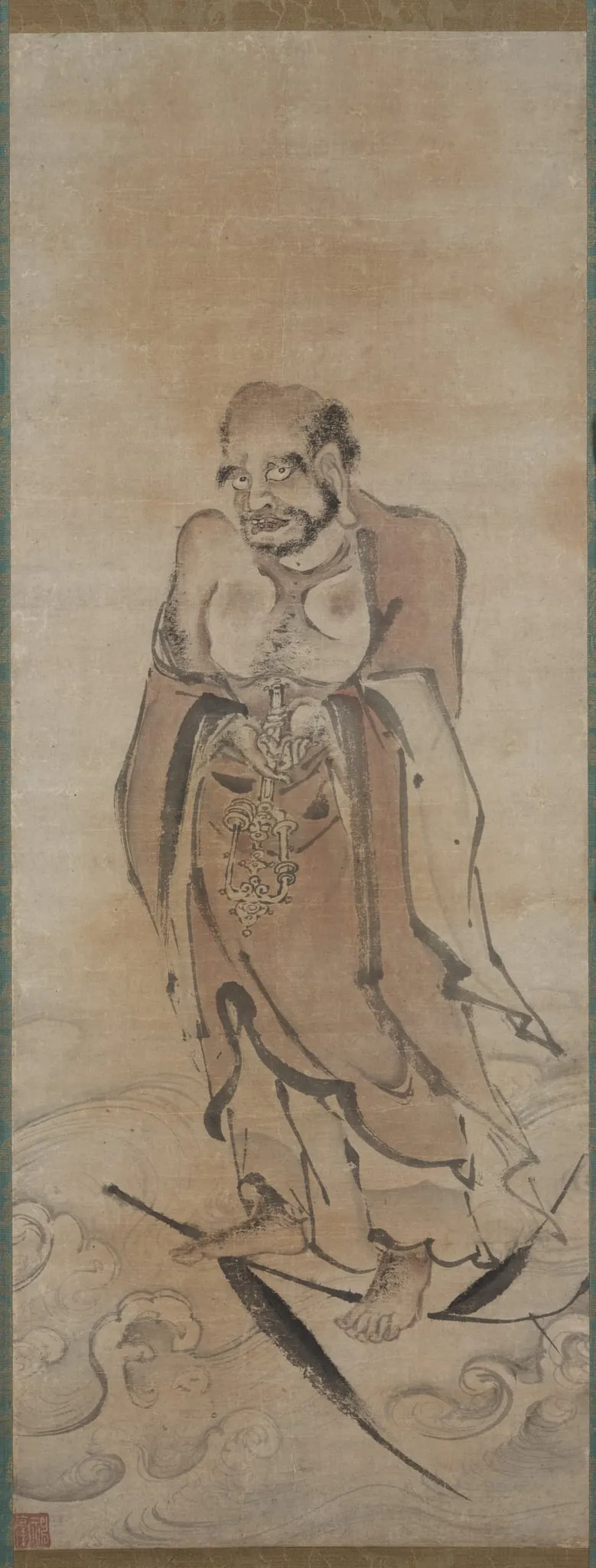 Bodhidharma on a Reed, by Shingo, unspecified, 1504
