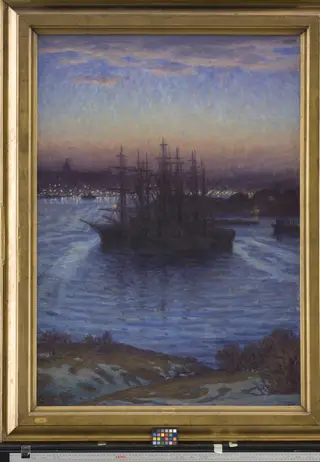 Ships at Anchor. Winter