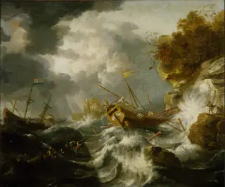 Ships in Trouble near the Coast, by Jan Peeters the Elder