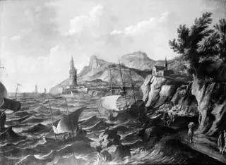 Ships off a Rocky Coast