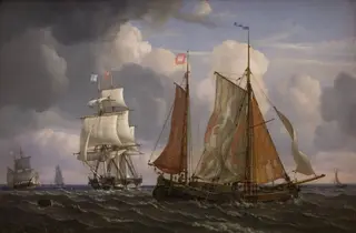 Ships Sailing and Beating up against the Wind in the Sound