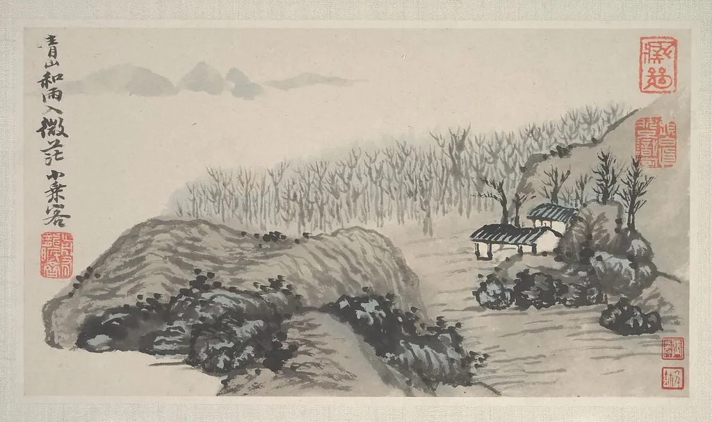 清 石濤(朱若極) 四季山水圖 冊|Landscapes of the Four Seasons, by Shitao, ink, 1675