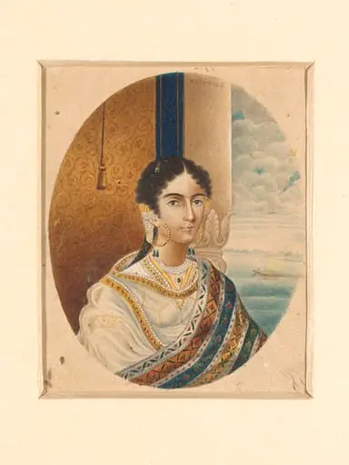 Head and shoulders portrait of an Indian lady, by Shiva Lal